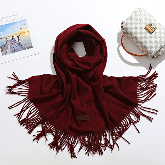 Solid Color Cashmere-Feel Winter Scarf - Soft Shawl Wrap Gift