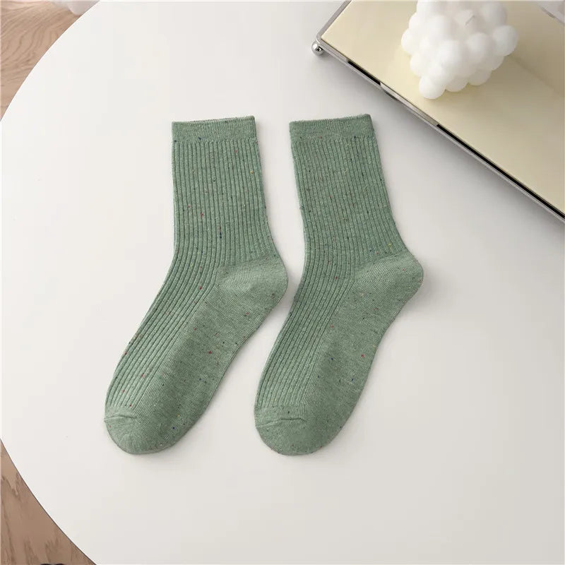 Colorful Long Pile Socks - Breathable Japanese Casual Crew Socks