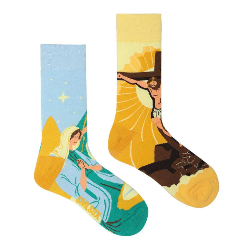 Flower Fruit Candy Cotton Socks - Colorful Unisex Mid Tube Pair