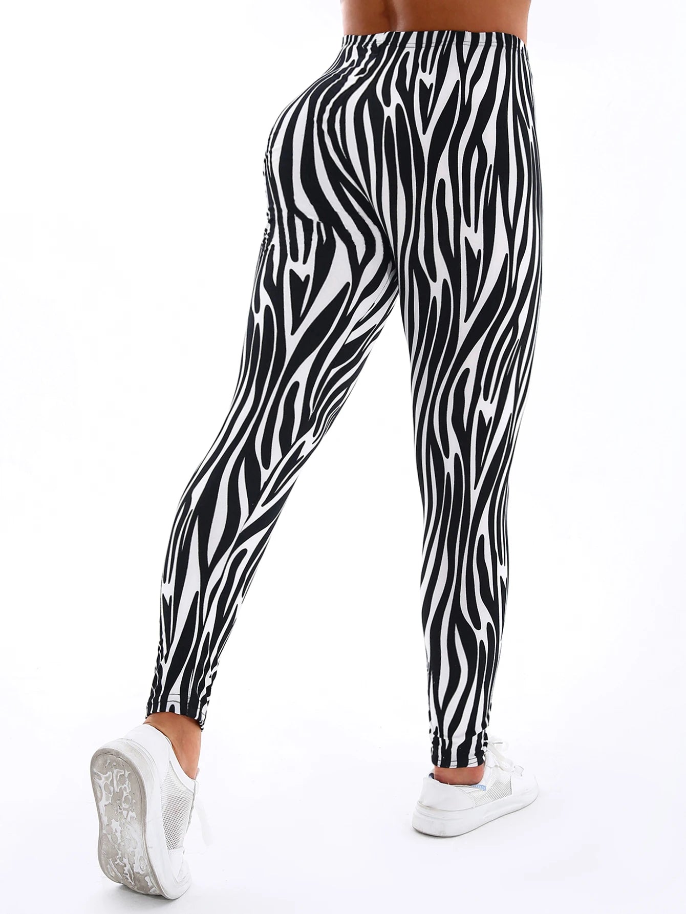 Brushed High Elastic Striped Leggings - Slimming Yoga Pants