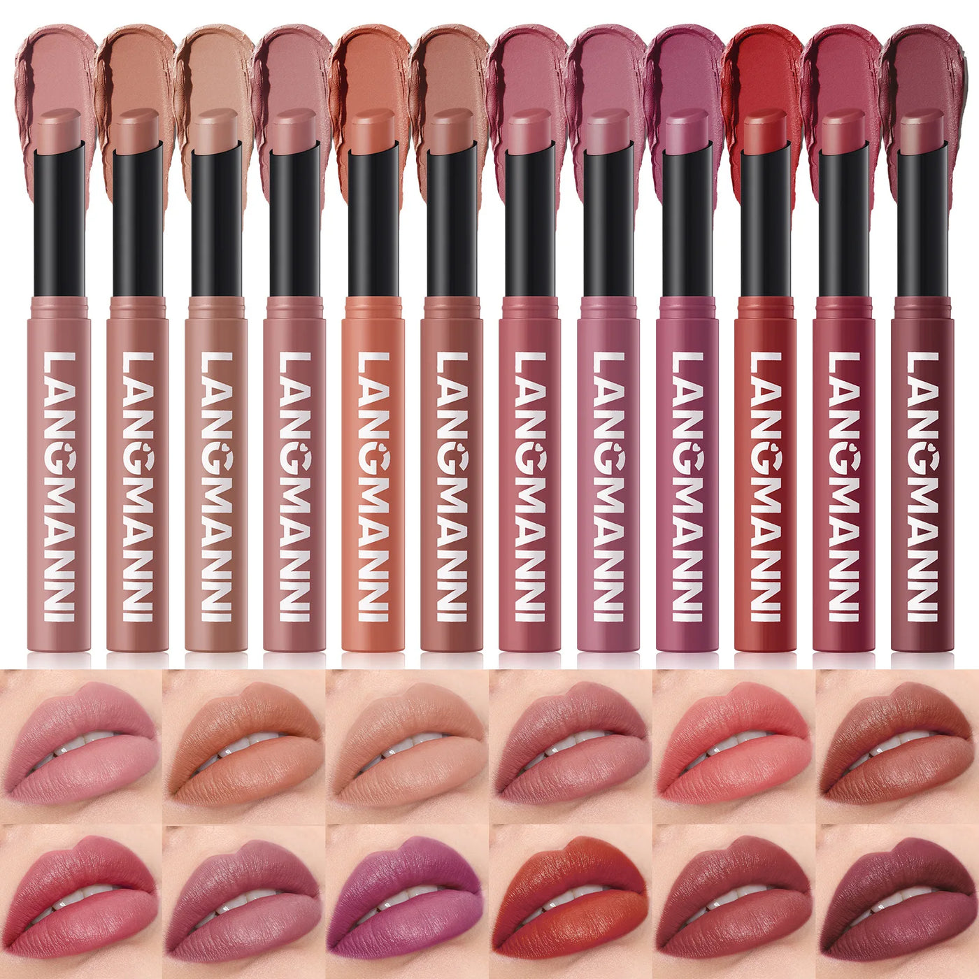 12 Color Matte Lipstick Pen - Waterproof Nude Velvet Lip Tint