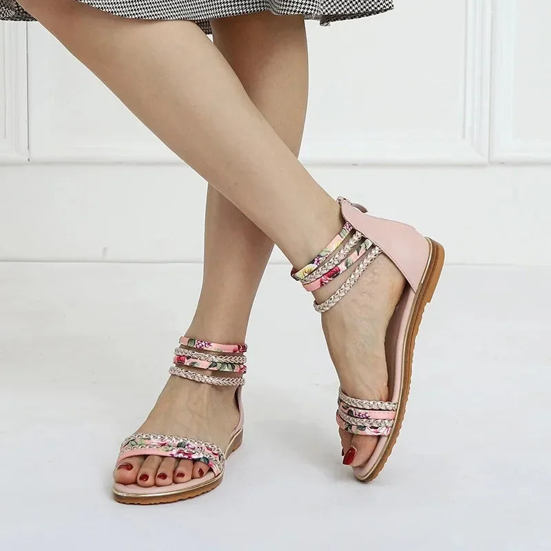 Slip-On Roman Flat Sandals - Comfortable Plus Size Summer Shoes