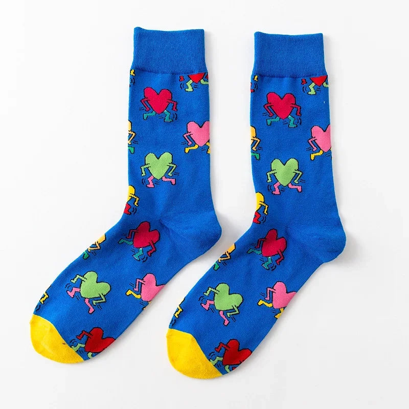 Cartoon Flamingo Cotton Crew Socks - Funny Harajuku Casual Pair