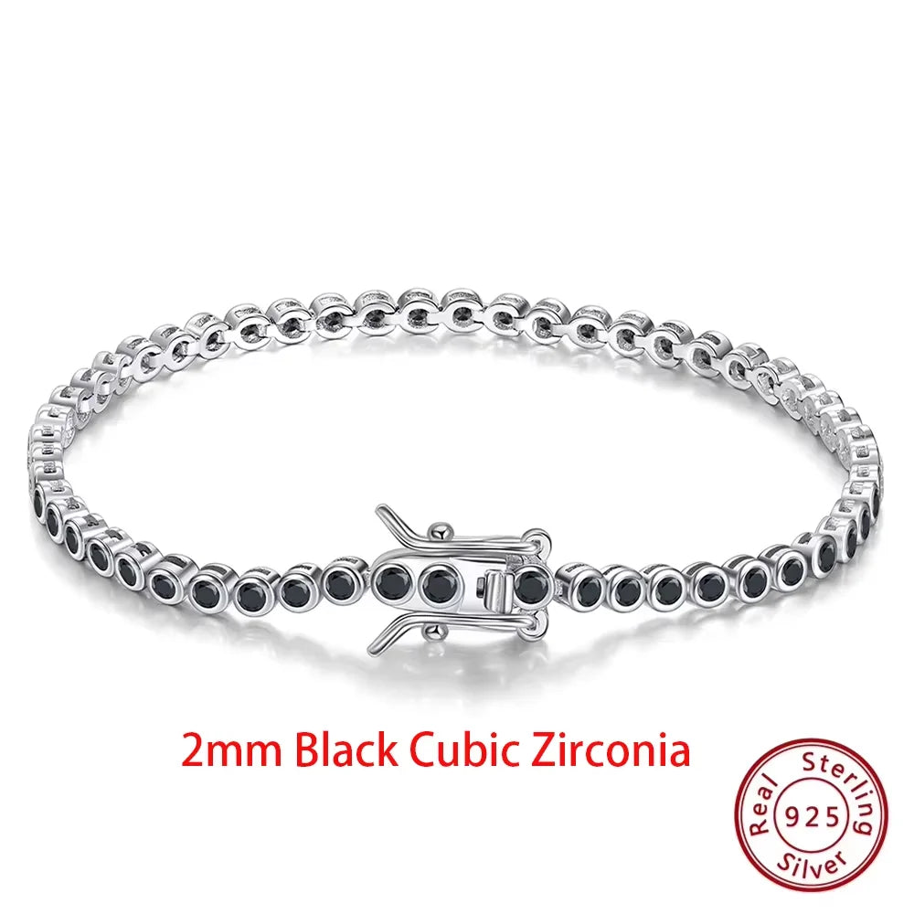 925 Sterling Silver Clear CZ Tennis Bracelet - Shiny Layering Chain
