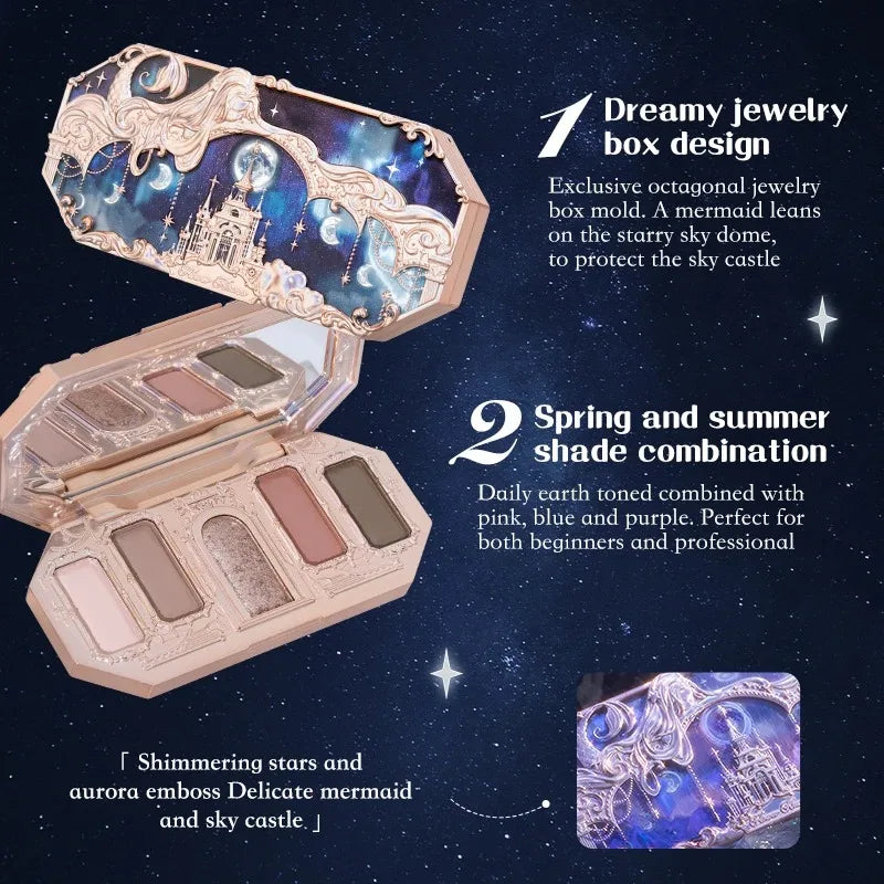 Moonlight Mermaid 5 Color Eyeshadow Palette - Matte Shimmer Glitter Makeup