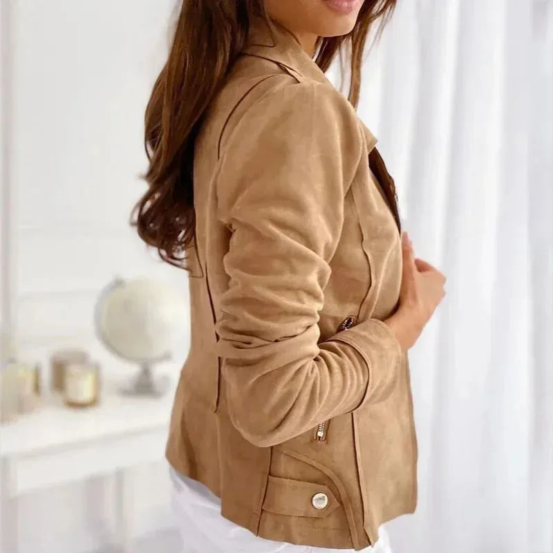 Brown Suede Cowboy Jacket - Slim Vintage Boyfriend Style Coat