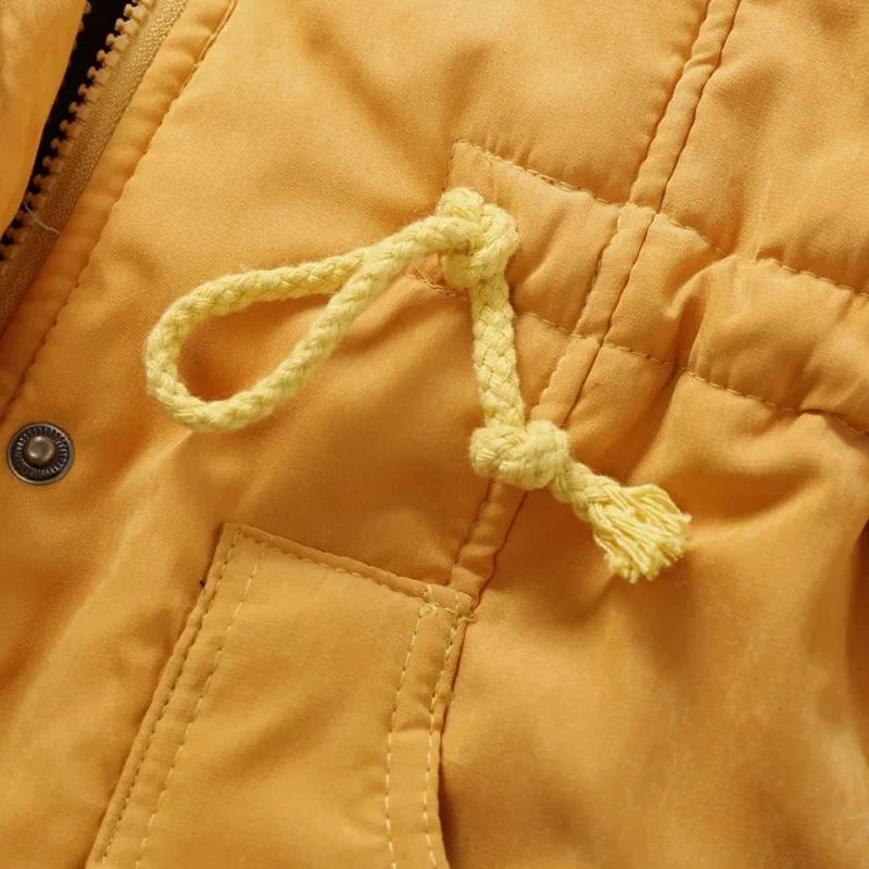 Hooded Thick Cotton Parka - Warm Winter Long Sleeve Jacket