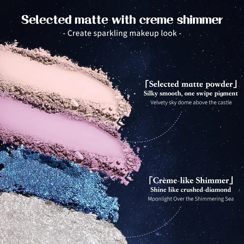 Moonlight Mermaid 5 Color Eyeshadow Palette - Matte Shimmer Glitter Makeup