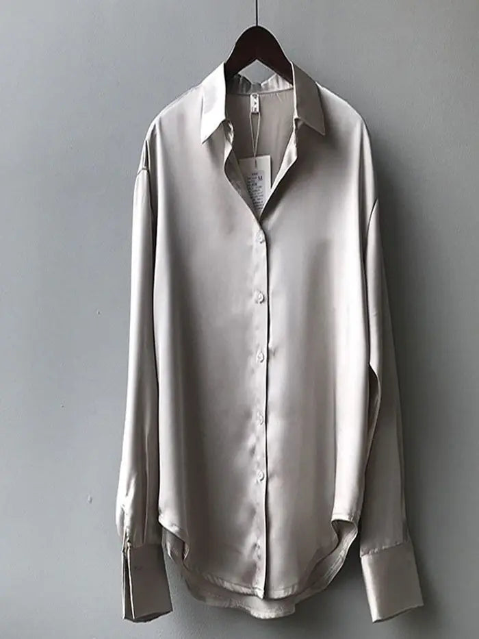 Vintage Button Up Blouse - Long Sleeve Loose Streetwear Shirt
