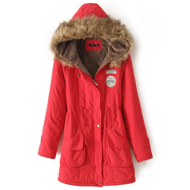 Hooded Thick Cotton Parka - Warm Winter Long Sleeve Jacket