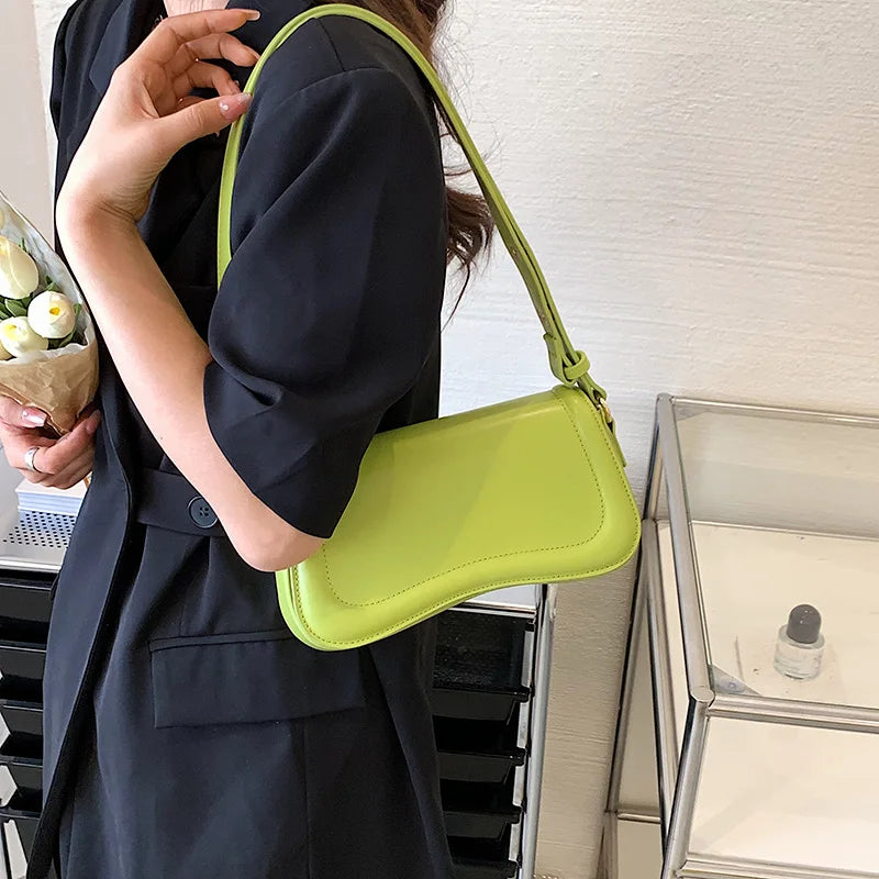 PU Leather Flap Crossbody Bag - Solid Color Small Saddle Purse