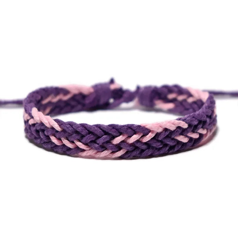 Handmade Vintage Cotton Rope Bracelet - Adjustable Brown Charm Jewelry