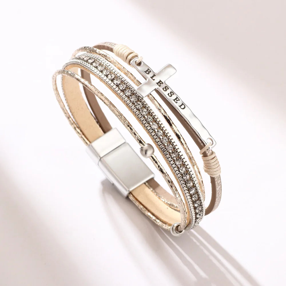 Bohemian Western Cross Bracelet - Faith-Inspired Womens Jewelry