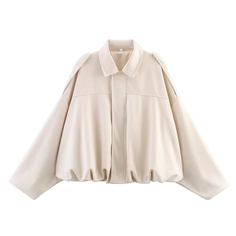 Suede Textured Bomber Jacket - Loose Lapel Casual Outerwear
