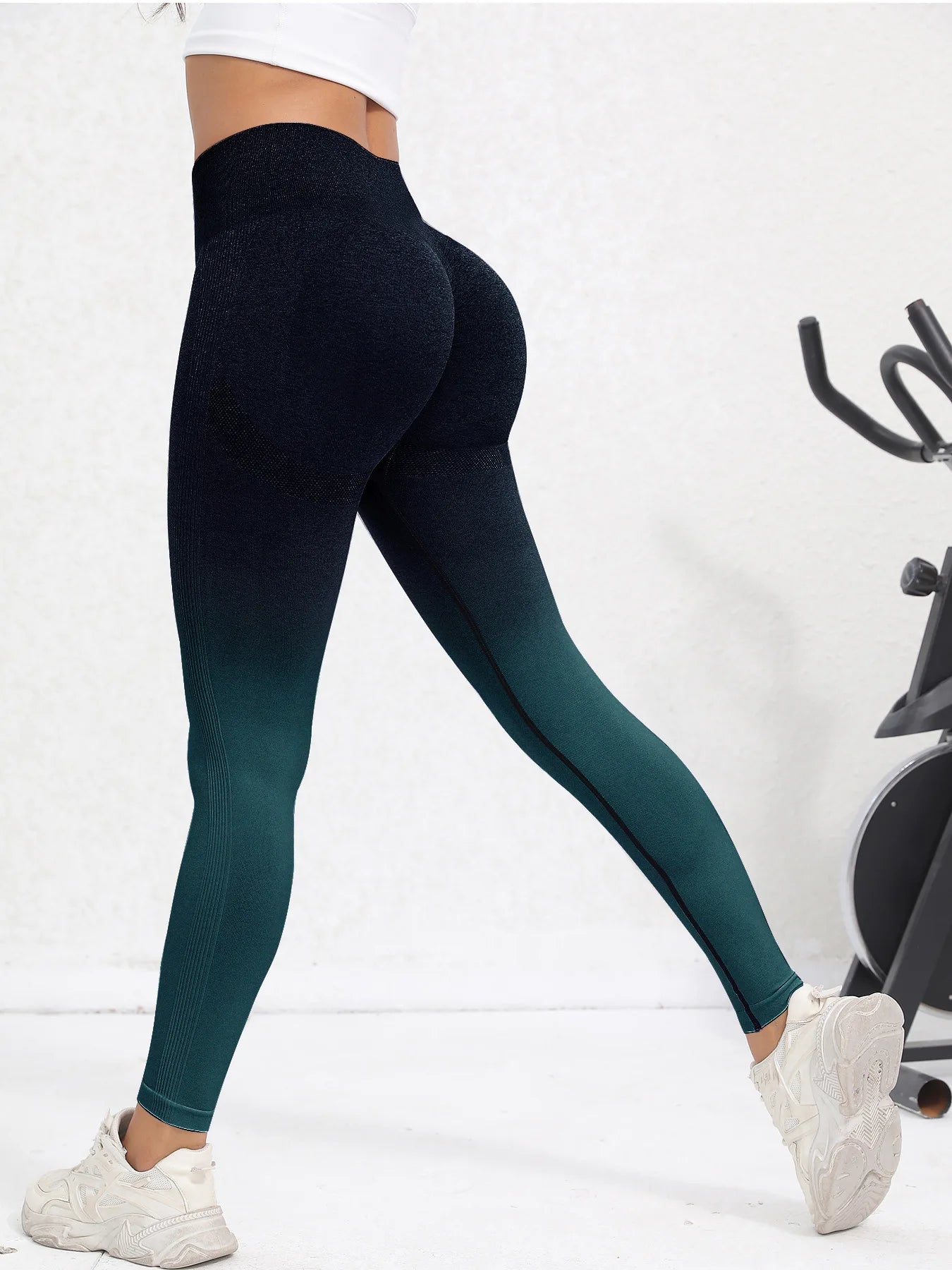 Gradient Seamless High Waist Leggings - Stretch Gym Workout Tights