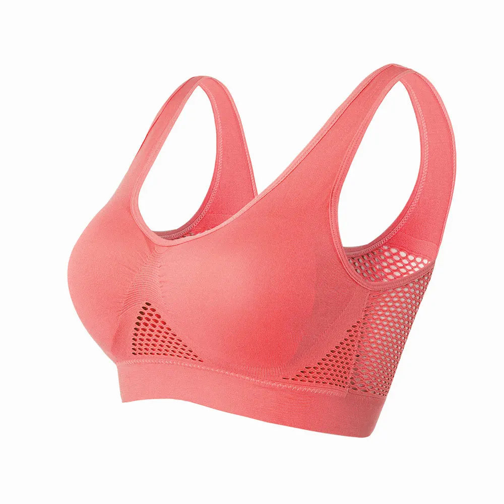 Hollow Out Padded Sports Bra - Breathable Wireless Gym Crop Top