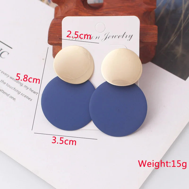 Blue Geometric Flower Butterfly Dangle Earrings - Bohemian Statement Jewelry