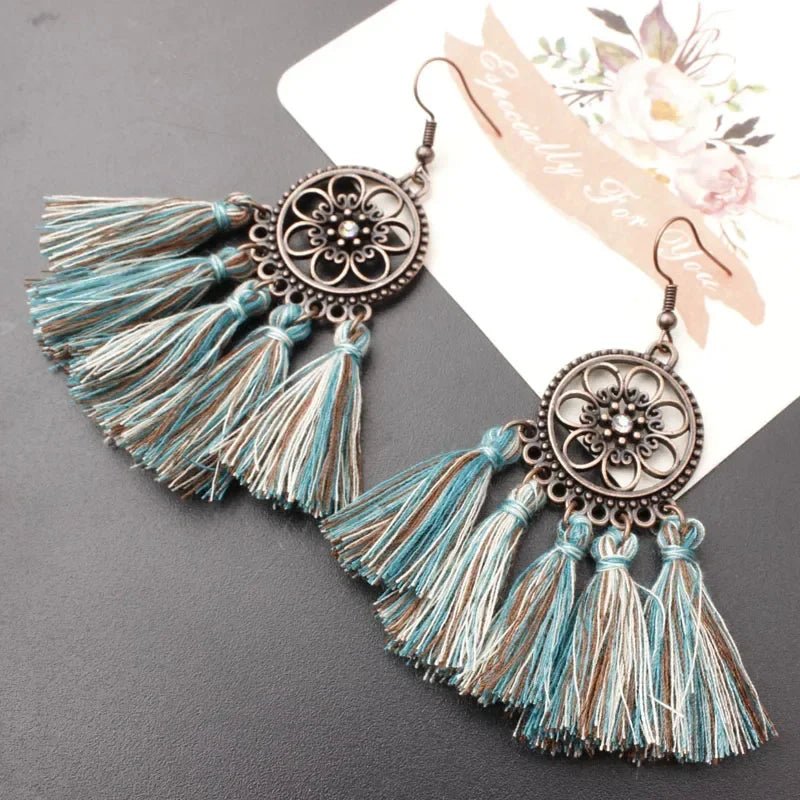 Bohemian Tassel Drop Earrings - Ethnic Red Sector Party Jewelry