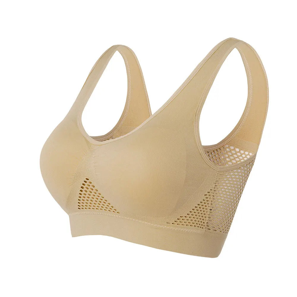 Hollow Out Padded Sports Bra - Breathable Wireless Gym Crop Top