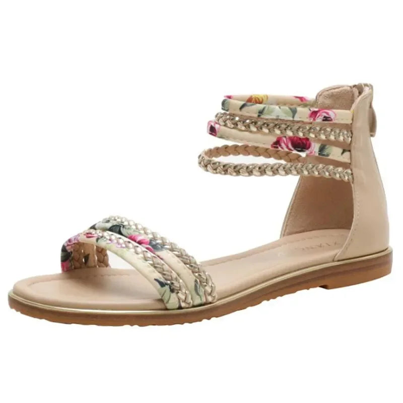 Slip-On Roman Flat Sandals - Comfortable Plus Size Summer Shoes