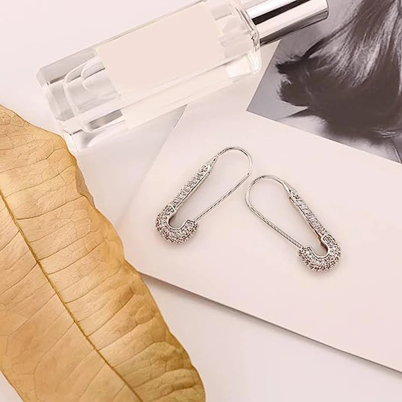 Paper Clip Design Earrings - Gold and Silver Color Modern Jewelry