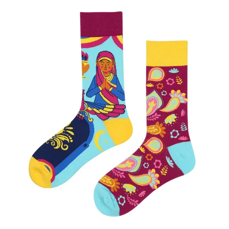 Flower Fruit Candy Cotton Socks - Colorful Unisex Mid Tube Pair