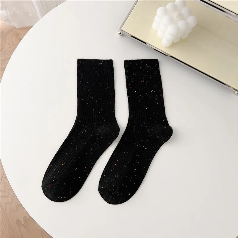 Colorful Long Pile Socks - Breathable Japanese Casual Crew Socks