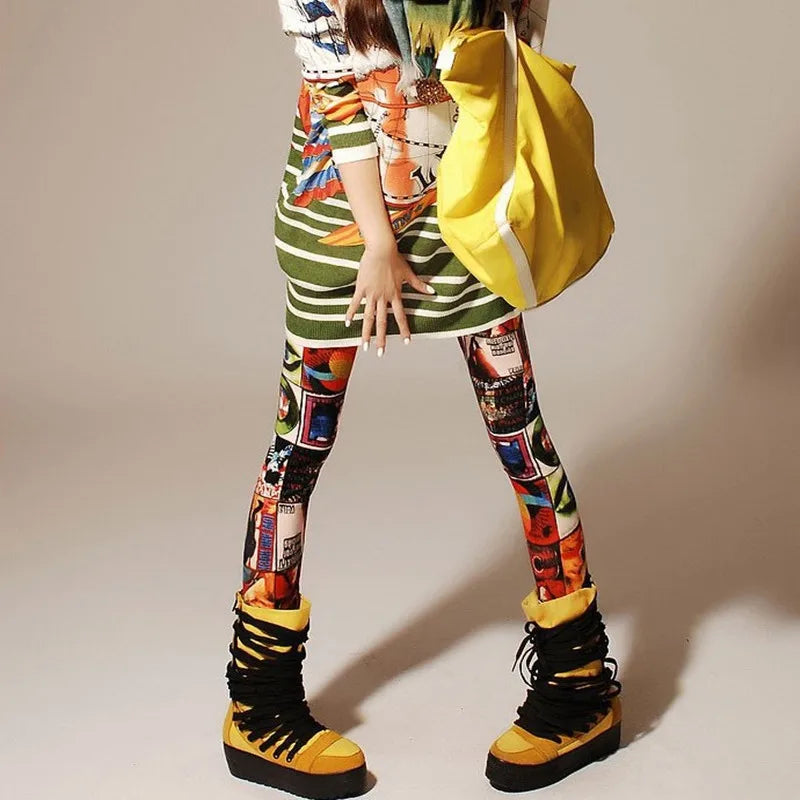 Colorful Zebra Leggings - Casual Stretch Party Tights