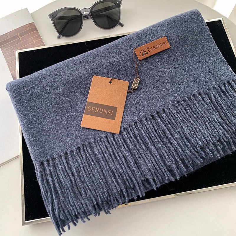 Solid Color Cashmere-Feel Winter Scarf - Soft Shawl Wrap Gift