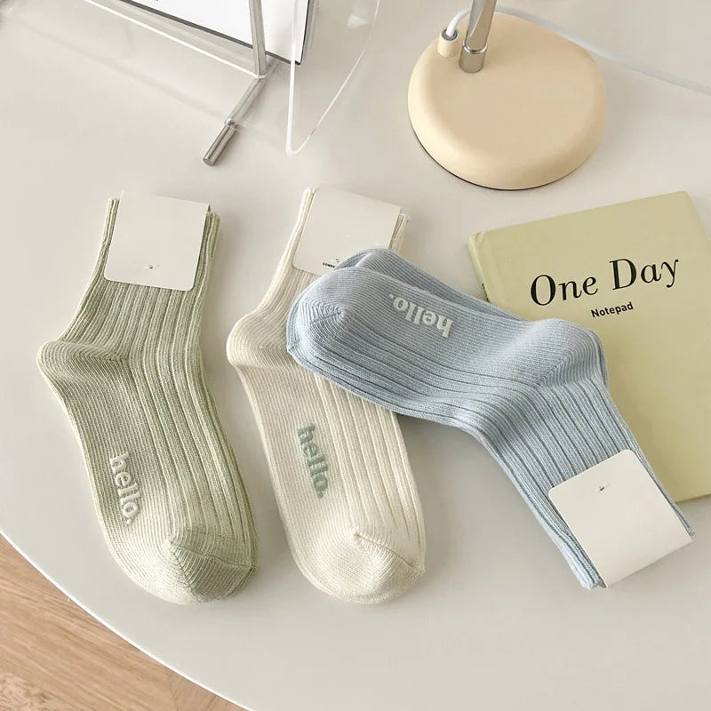 Fresh Color Breathable Crew Socks - Soft Japanese Everyday Socks