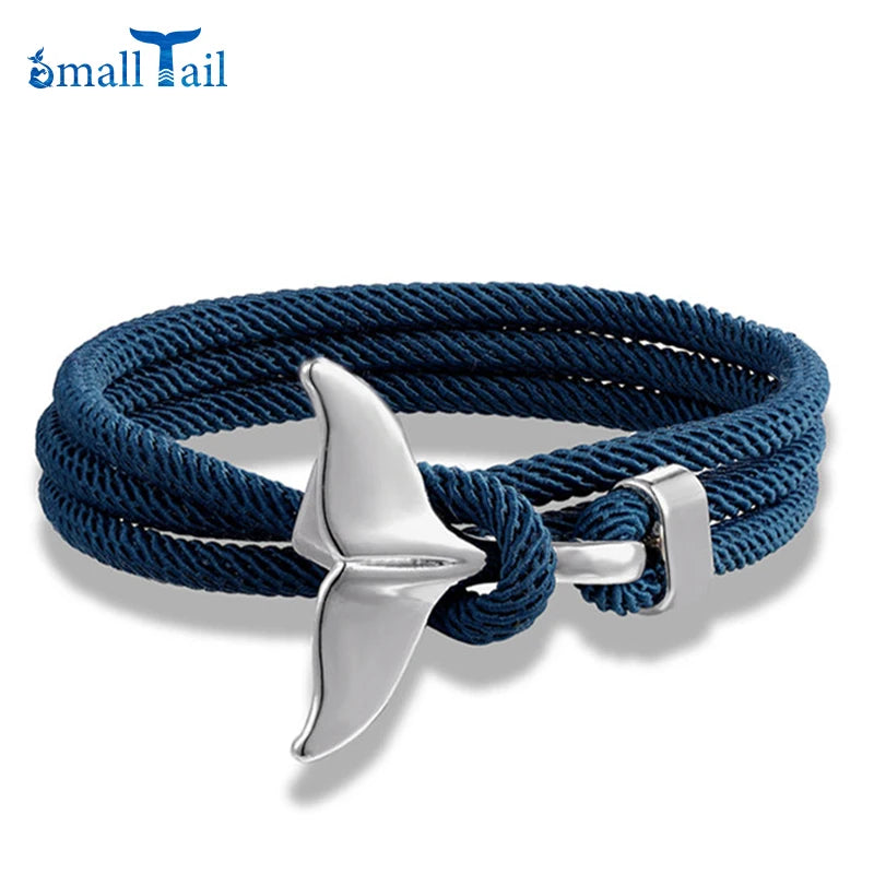 Ocean Anchor and Whale Tail Rope Bracelet - Adjustable Friendship Jewelry