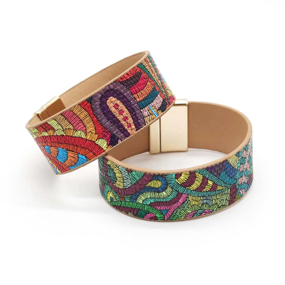 Ethnic Leather Wrap Bracelet - Lightning Heartbeat Chain Jewelry