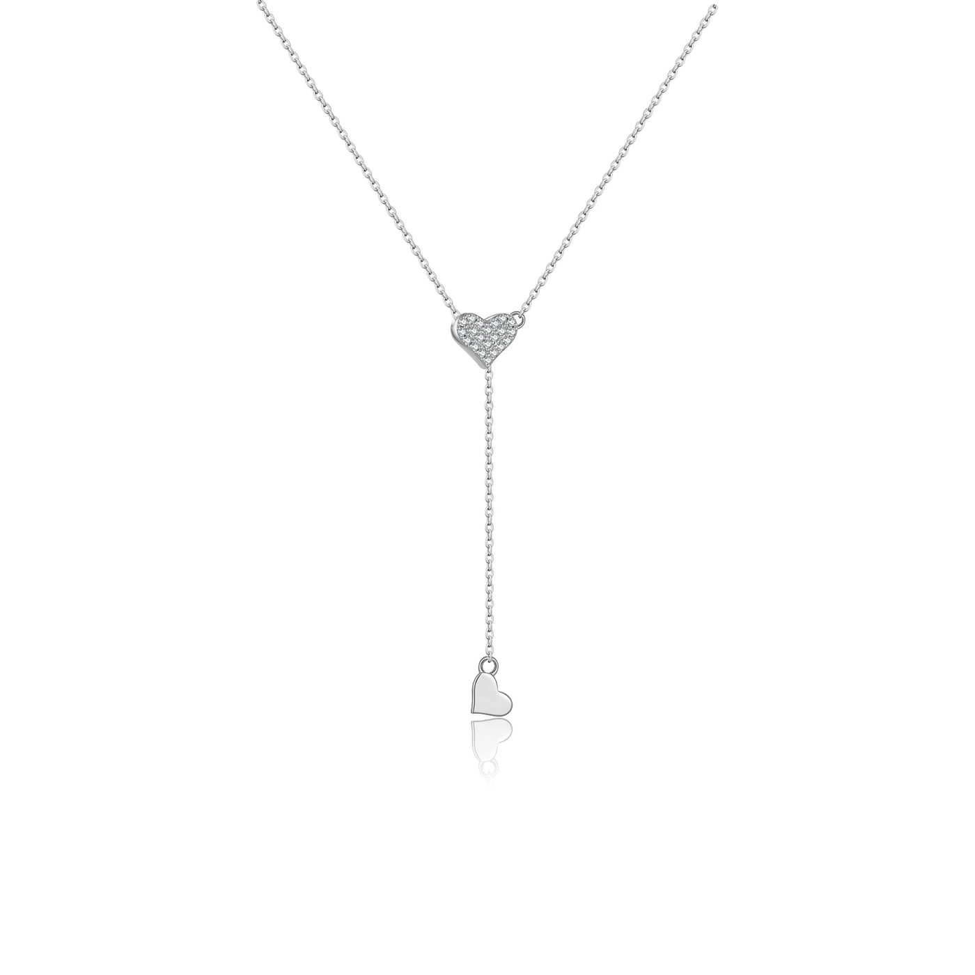 925 Sterling Silver Adjustable Heart Necklace - Resizable Pendant Choker