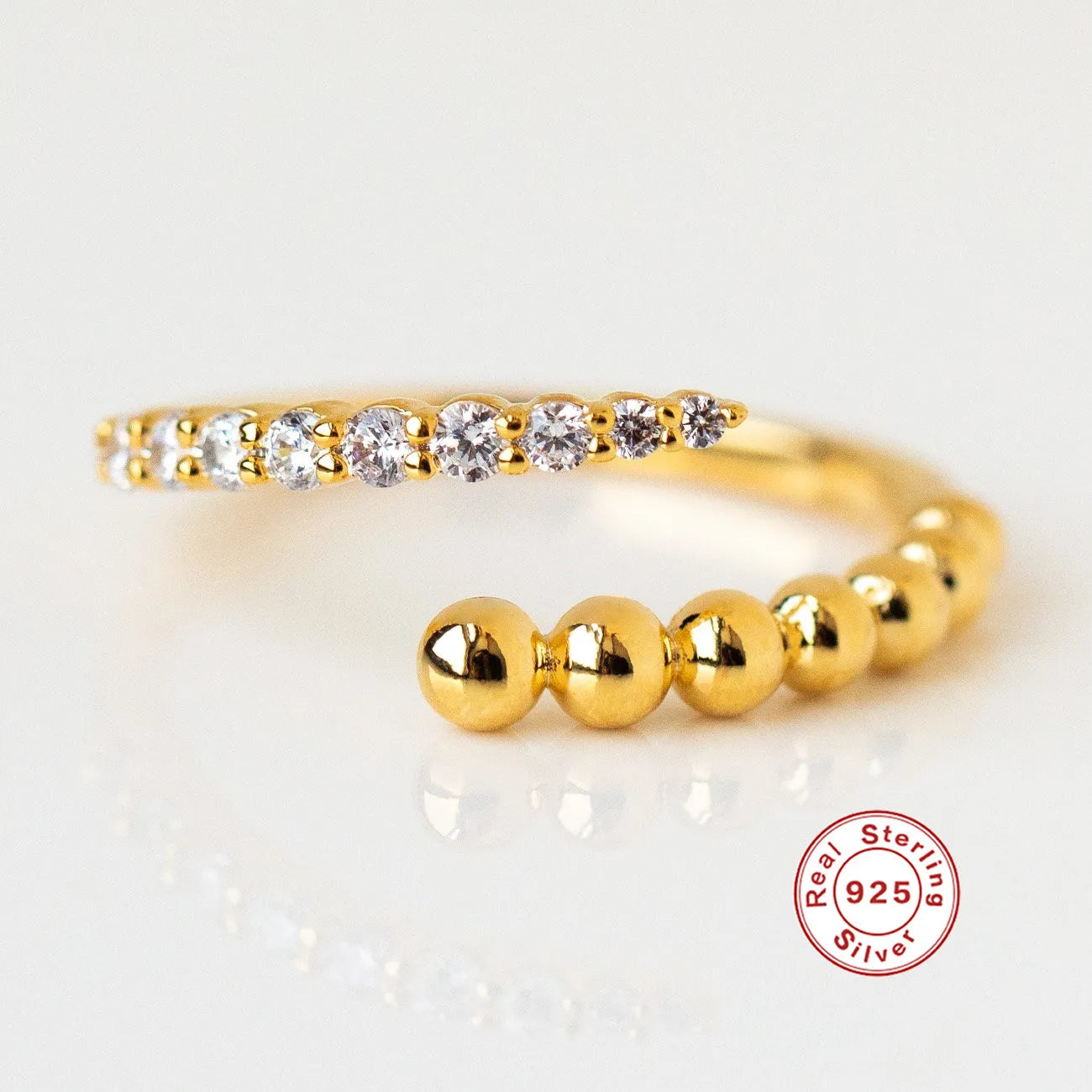 925 Sterling Silver Snake Ring - Open Adjustable Trendy Finger Ring