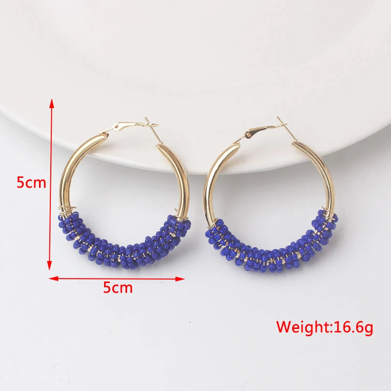Blue Geometric Flower Butterfly Dangle Earrings - Bohemian Statement Jewelry