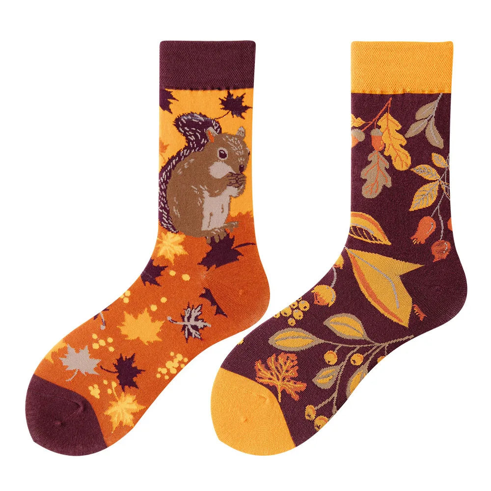 Flower Fruit Candy Cotton Socks - Colorful Unisex Mid Tube Pair