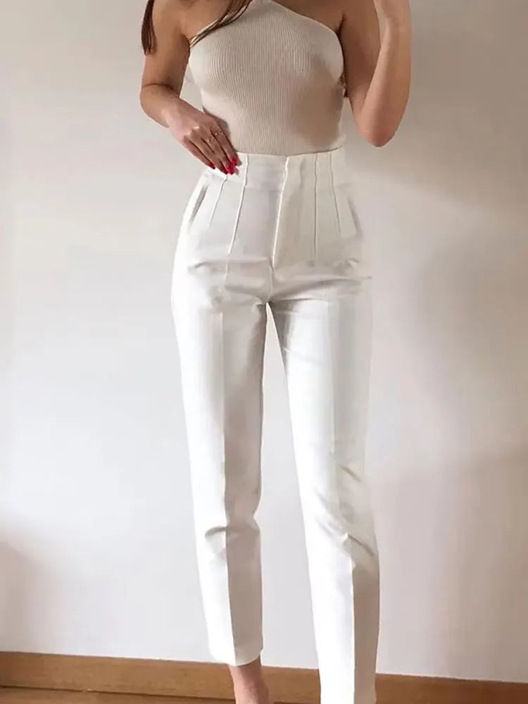 High Waist Pencil Pants - Chic Office Casual Trousers
