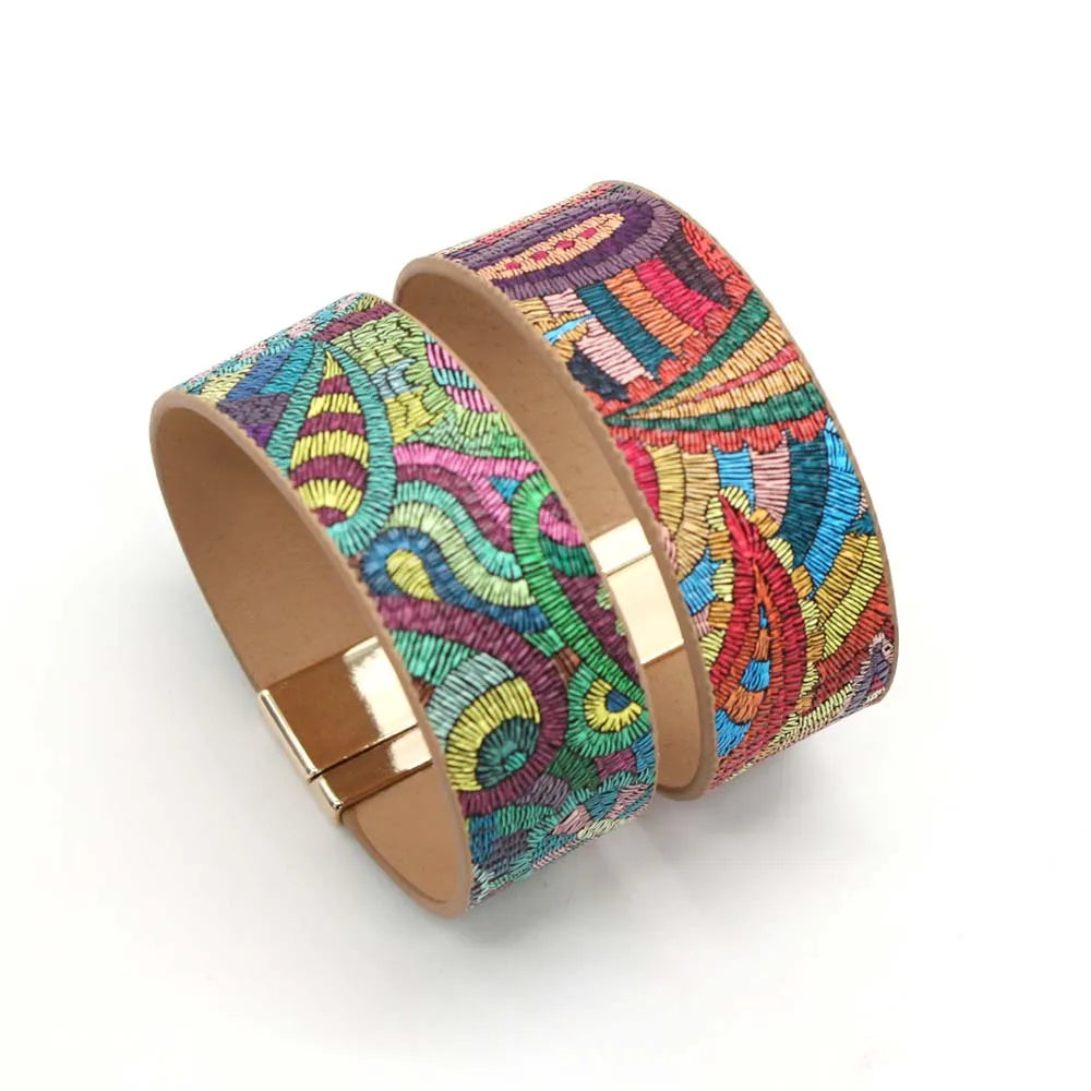 Ethnic Leather Wrap Bracelet - Lightning Heartbeat Chain Jewelry