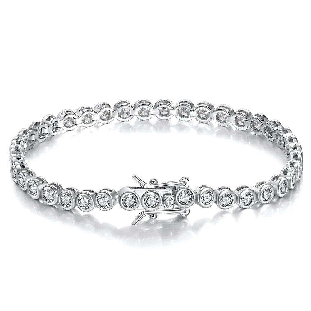 925 Sterling Silver Clear CZ Tennis Bracelet - Shiny Layering Chain
