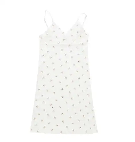 Y2K Floral Cross Cami Mini Dress - Sleeveless V Neck Korean Outfit