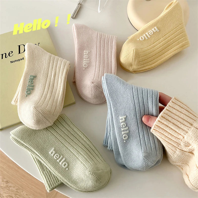 Fresh Color Breathable Crew Socks - Soft Japanese Everyday Socks