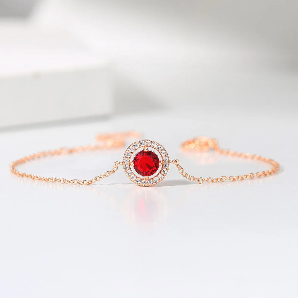 Round Cut Cubic Zirconia Bracelet - Rose Gold and Silver Tone Jewelry