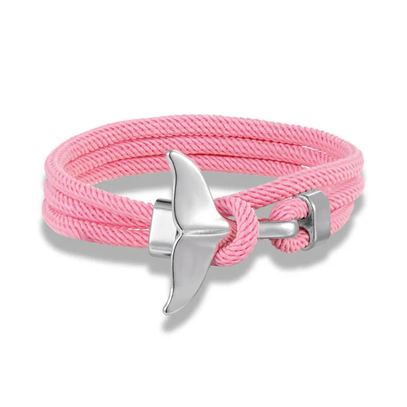 Ocean Anchor and Whale Tail Rope Bracelet - Adjustable Friendship Jewelry