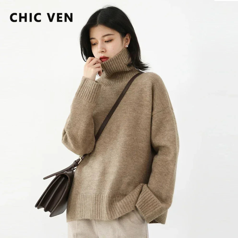 Korean Half High Collar Sweater - Loose Solid Autumn Pullover