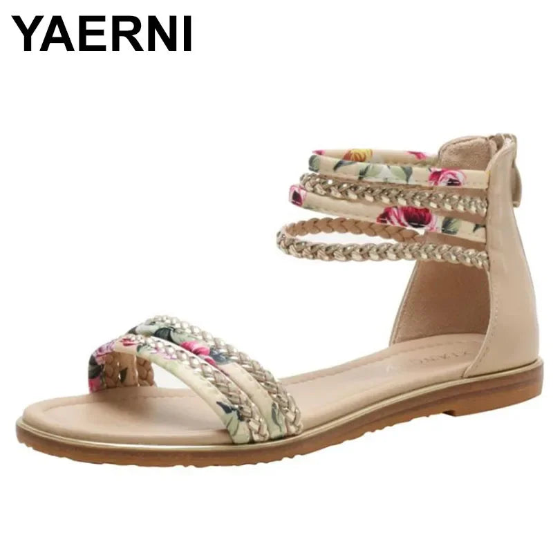 Slip-On Roman Flat Sandals - Comfortable Plus Size Summer Shoes