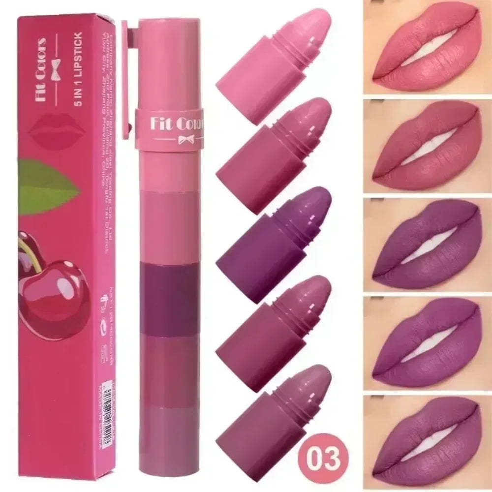 4-in-1 Matte Lipstick Crayon Kit - Waterproof Velvet Lip Color