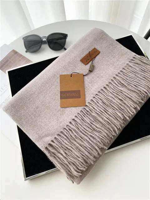 Solid Color Cashmere-Feel Winter Scarf - Soft Shawl Wrap Gift