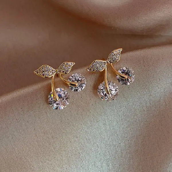 Rhinestone Flower Stud Earrings - Pearl Crystal Korean Party Jewelry