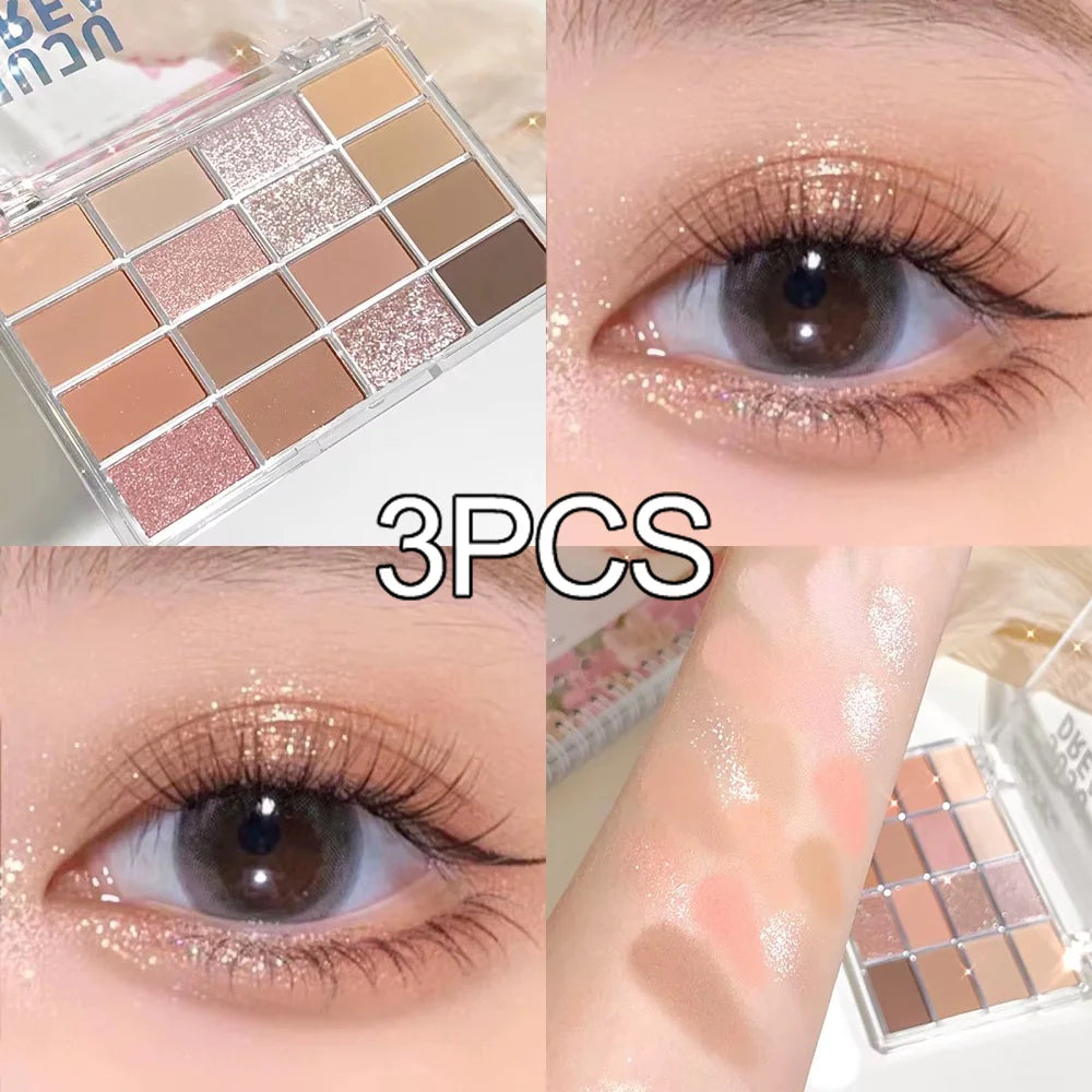JUJU DREAM 16 Color Earth Tone Eyeshadow Palette - Matte Shimmer Makeup