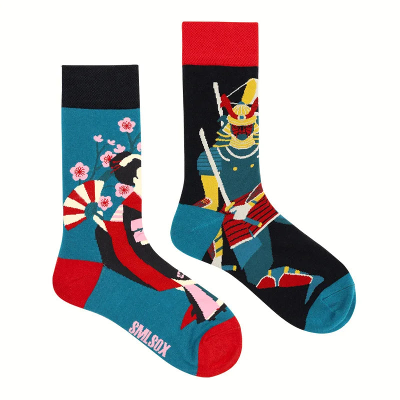 Flower Fruit Candy Cotton Socks - Colorful Unisex Mid Tube Pair